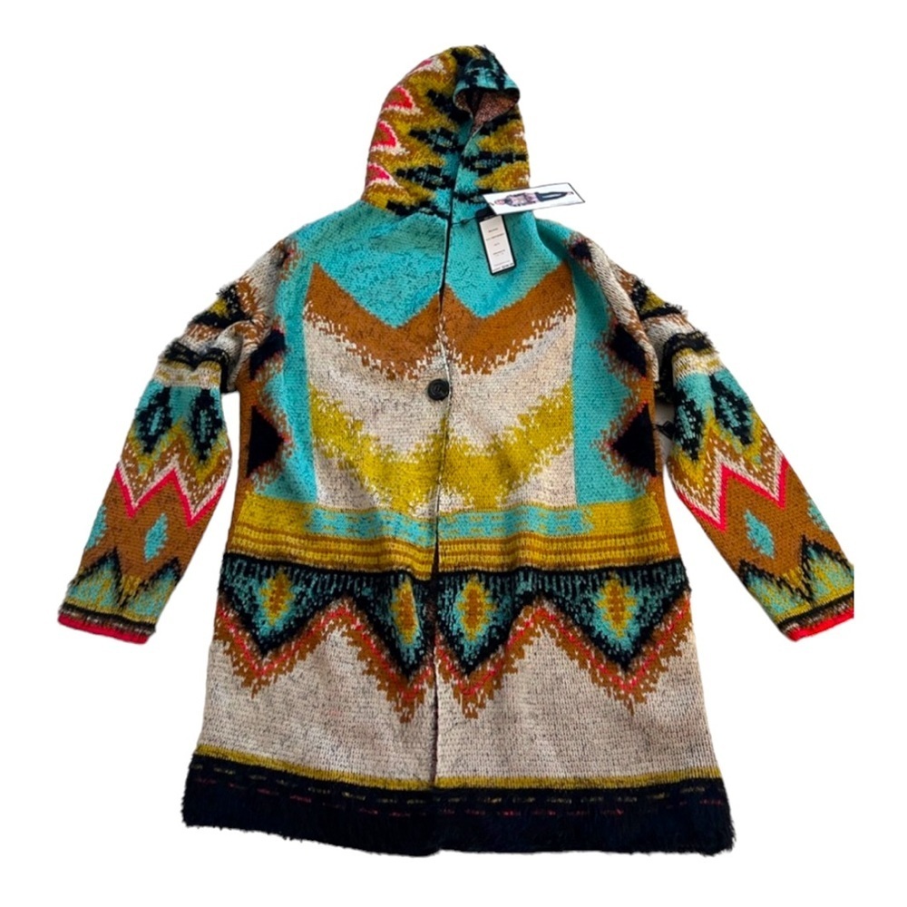 MAXSPORT LA Oversized Aztec Hooded Cardigan Sweater L NWT